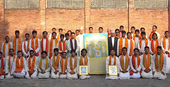 56-Nepal Maharishi Pandits 100 - 56.jpg - Currently there are 22 Maharishi Vedic Pandits who are performing Rudrabhishek (or peace creating performance) daily. Their number will be increased as soon as a commitment of funds for their long-term support has been reached so that the performance is never interrupted.